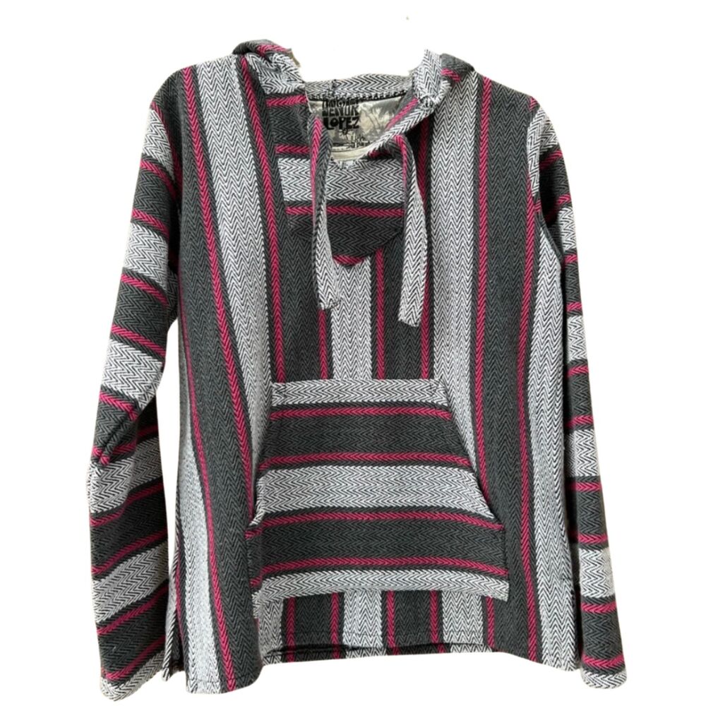 Cozy Striped Hoodie - Black, Gray, Pink